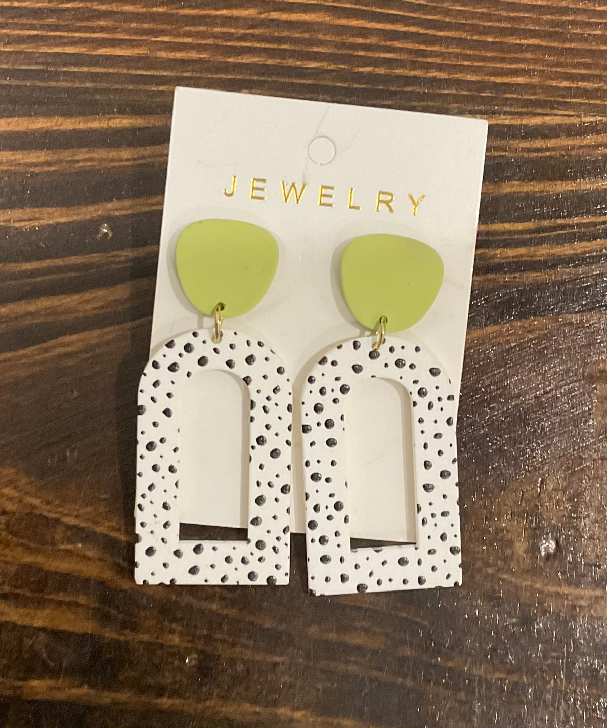 Lime Green & Dalmatian Print Statement Earrings