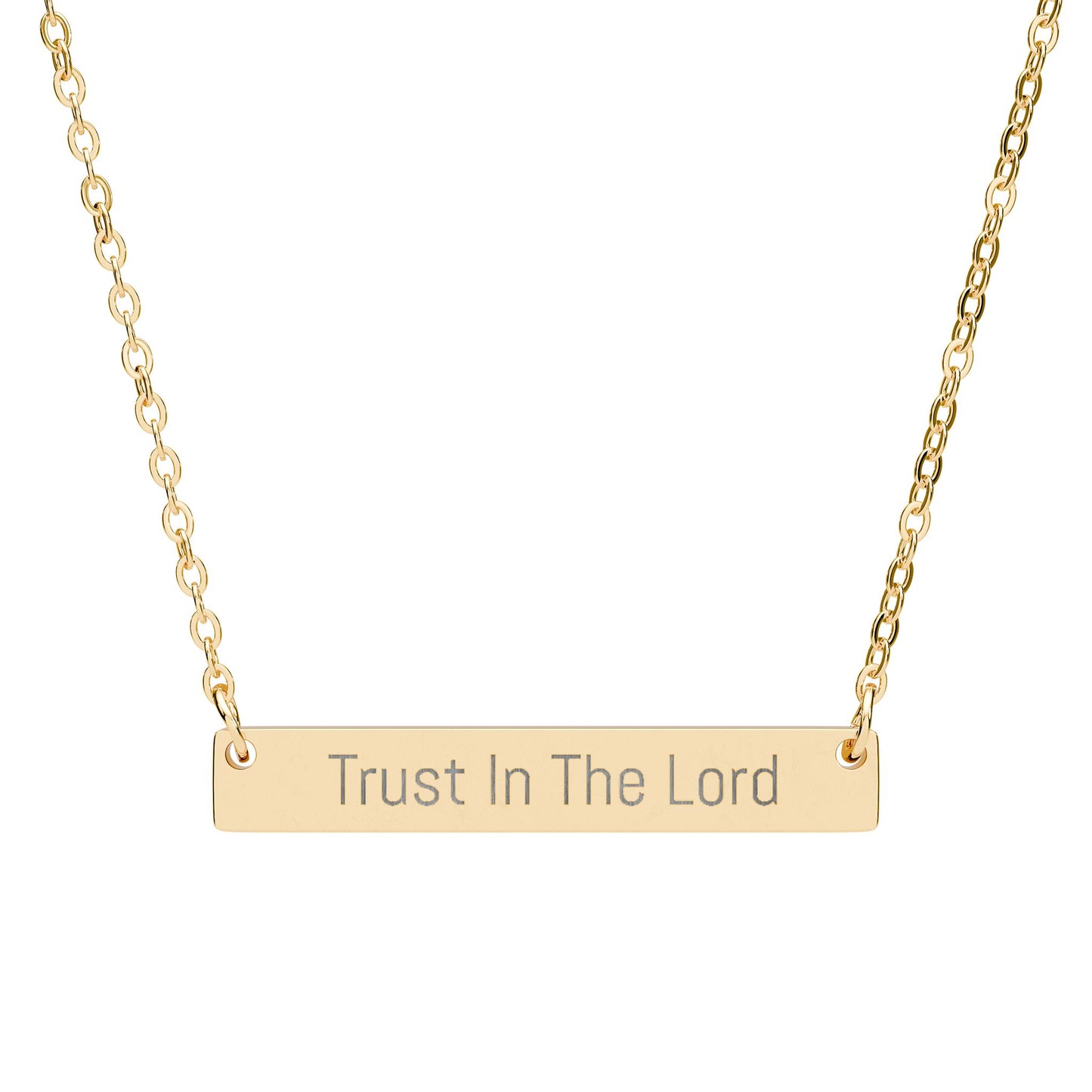 Engraved Horizontal Bar Necklace — "Trust In The Lord" Christian Jewelry