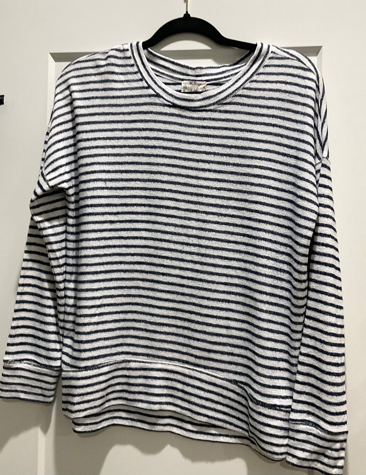 Navy & White Striped Long Sleeve Top