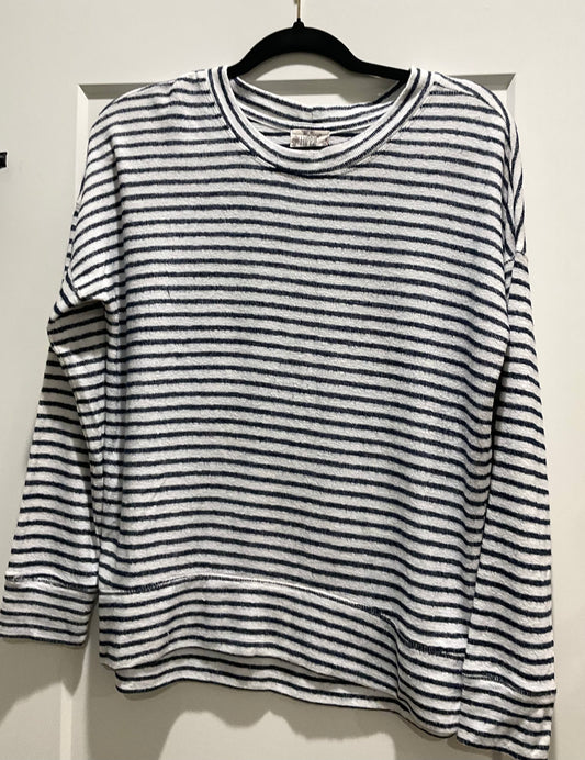 Navy & White Striped Long Sleeve Top