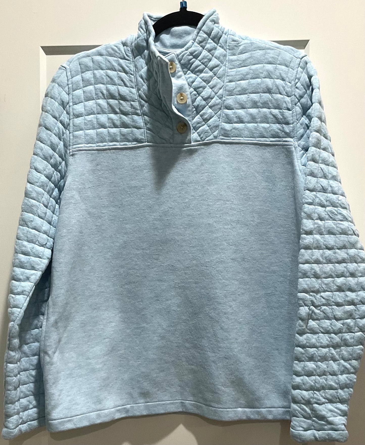 Baby Blue Quilted Button Pullover